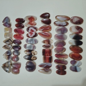 Paires de cabochons en agate naturelle certifiée, pierres précieuses de formes variées, polies, en vrac, 20-45 mm, 8-12 g, pour la fabrication de bijoux - Product Image 2