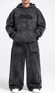 Ensemble sweat à capuche et pantalon pour homme, avec logo brodé, en molleton, couleur unie, style streetwear, coupe oversize, effet vintage délavé, pour l'hiver - Product Image 5