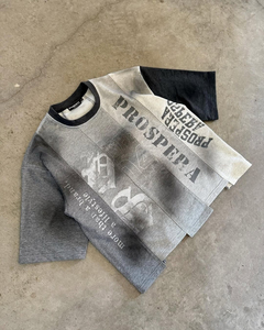 เสื้อยืดผู้ชายสไตล์วินเทจทรงโอเวอร์ไซส์ ผ้าฝ้าย แขนสั้น ลายพิมพ์ตัวอักษรแนวสตรีท แต่งขอบตัดกัน คอกลม ผ้าเจอร์ซีย์ถัก เป็นมิตรต่อสิ่งแวดล้อม - Product Image 2