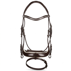 Brida de cuero marrón TAK Equestrian HB1902 con frontal de cristal y narigueña acolchada - Product Image 2
