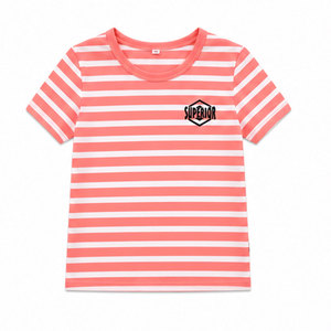 Trendy Short Sleeve O-Neck Knitted Girls T-<b>Shirt</b> Lightweight Cotton Blend Children Clothing Comfortable Daily Wear Custom Logo - Product Image 1