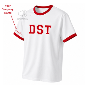 Delta |   Sigma |   T-shirt col rond à manches courtes personnalisé pour femme Theta Sorority, blanc et rouge, style universitaire - Product Image 2