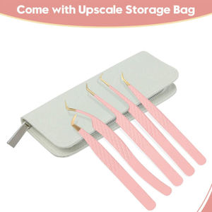 Eyelash Extension Tweezers Set Pink and Gold Fiber Tip Tweezers <b>Volume</b> <b>Lash</b> Extension Tweezers for Eyelash Extension - Product Image 5