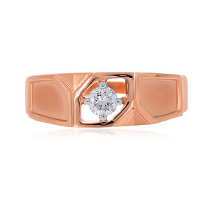 Bague pour homme en or rose 14 carats, diamant solitaire, design géométrique, bijoux fins en gros, alliance moderne, cadeau pour lui, anniversaire - Product Image 3