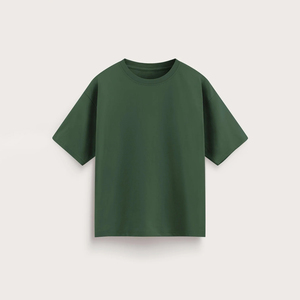 Camiseta de Algodón Grueso de Alta Calidad, Corte Holgado, Cuello Redondo, Manga Corta, Suave, Básica, Esencial, Informal, Estilo Urbano - Product Image 1