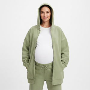 Sudadera con capucha para lactancia y maternidad, holgada, con cremallera, para embarazo, 100% algodón y poliéster, para mujer - Product Image 1
