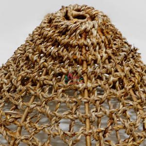 Pantalla de lámpara de cono de algas marinas naturales hechas a mano para iluminación rústica Bohemia del hogar y decoración de interiores - Product Image 3