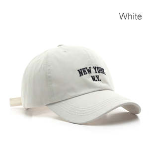 Customizable Cotton Baseball Cap With Embroidered New York NY Letters Curved Brim Adjustable Strap Buckle <b>Dad</b> <b>Hat</b> Unisex - Product Image 1