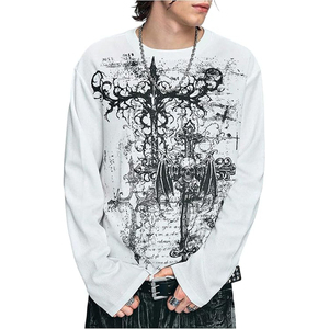 เสื้อยืดคอกลมแขนยาวผ้าฝ้ายทรงโอเวอร์ไซส์สำหรับผู้ชาย พิมพ์ลายตามสั่ง - Product Image 6