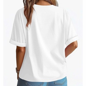 Women's Black Crew Neck Short Sleeve Loose Fit Casual T-Shirt Jersey Fabric All Seasons Wear Streetwear Plus Sizes T Shirts OEM - Product Image 2