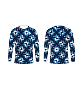 Camiseta de Manga Larga para Hombre, Color Azul Cian Marino, Diseño Geométrico Abstracto con Patrón de Azulejos Cruzados, Cuello Redondo, Estilo Casual, Ropa Deportiva, para Gimnasio y Entrenamiento - Product Image 1