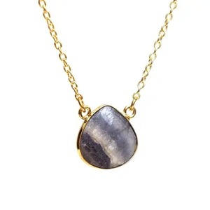 Rainbow Fluorite Heart Pendant <b>Necklace</b> Handmade Gold Plated Bezel Set Gemstone Jewelry Gift for Women - Product Image 2