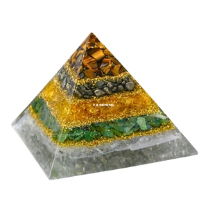Pyramide Dhanyog Portable Faite à la Main de Qualité Supérieure en Pyrite, Œil de Tigre, Sélénite, Orgonite, Pierre Précieuse, Cristal, Porte-bonheur, Nouvelle Ère - Vente en Gros - Product Image 1