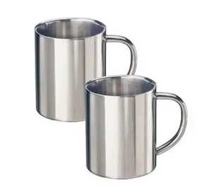 แก้วกาแฟสแตนเลสแบบมีซี่โครง 2 ชิ้น แก้วน้ำชาโลหะสองชั้นเก็บอุณหภูมิ พร้อมหูจับถนัดมือ แก้วน้ำแบบพกพา ทนทานต่อการแตก - Product Image 2
