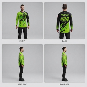Camiseta de Motocross Personalizada para Hombre, Verde Neón y Negro, Diseño Geométrico, Manga Larga, para Motocross, BMX, Carreras, 100% Poliéster, Secado Rápido, OEM - Product Image 6