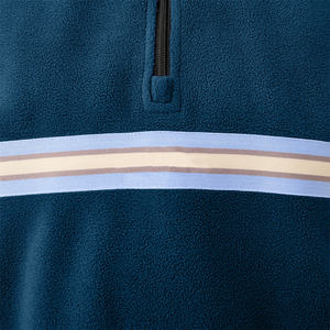 OEM Custom Men's Half <b>Open</b> Collar Hoodies 100% Cotton Fabric Long Sleeve Ribbed Cuff Design Half Zipper Pullover Sweatshirts - Product Image 6