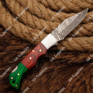 Navaja Plegable de Bolsillo de Alta Gama, Damasco, con Madera Estabilizada y Refuerzo de Acero, Profesional, EDC, para Caza, Pesca, Táctica, Venta al Por Mayor - Product Image 3