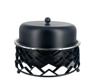Casserole moderne en acier inoxydable noir mat avec support à base géométrique en zigzag, récipient isotherme pour aliments, pour usage professionnel - Product Image 6