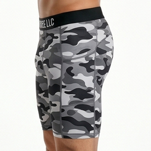 Wholesale Solid High Street <b>Compression</b> <b>Shorts</b> <b>Men</b> Yoga Fitness Base Layer Logo Print Eco-Friendly Breathable Gym Elastic Waist - Product Image 3