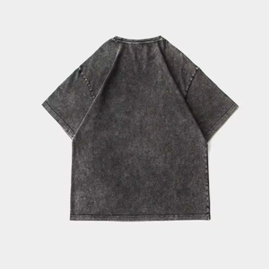 เสื้อยืดผู้ชายคอลเลคชั่นใหม่ล่าสุด ขายส่ง ผ้าฝ้าย 100% แขนสั้น ล้างสีแบบแอซิด สีเทาล้วน คอกลม ทรงโอเวอร์ไซส์ ผ้าถัก - Product Image 4