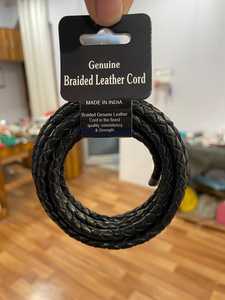 Durable Round <b>Braided</b> Leather Lace 5mm Stitched Jewelry <b>Cord</b> for Western Bolo Ties & Apparel Design Bulk Wholesale Supply - Product Image 3