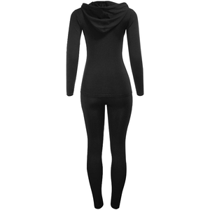 Survêtement à capuche pour femme 2026, noir uni, avec fermeture éclair intégrale, respirant, en Spandex et Polyester, idéal pour l'automne, en vente en ligne - Product Image 5