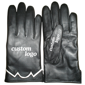 Guantes de Conducción de Cuero Genuino Negro de Marca Personalizada para Hombre y Mujer, Guantes de Moda Cálidos para Invierno - Product Image 1