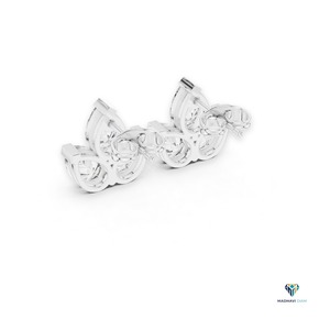 2.94 CT White Gold Pear Shape Lab Grown Diamond Cluster Stud Earrings in 18K Solid Gold, Floral Triple <b>Stone</b> Earrings - Product Image 3