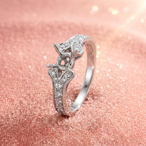 Retro 18K White Gold Bowtie Butterfly Natural Diamond Engagement <b>Ring</b> Mounting Ribbon Motif Jewelry China Factory Manufacturer - Product Image 1
