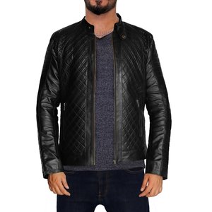 Custom Logo Coated Stand Collar Winter Leather Jacket for Men OEM Service Waterproof & Breathable StreeCustomized Men's High Str - Product Image 4