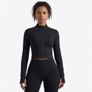 Stan Collar Yoga Training <b>Jackets</b> Women Thumb Hole Yoga Track <b>Jacket</b> Gym <b>Workout</b> Base Layer <b>Jacket</b> Womens Running Wear Track Top - Product Image 1