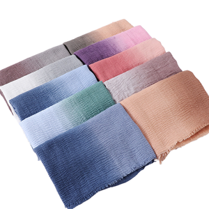 Premium High Quality 20 Colors Cotton Blended Long <b>Chiffon</b> <b>Scarf</b> for Muslim Women Gradient Color Hijab Skin-Friendly Breathable - Product Image 4