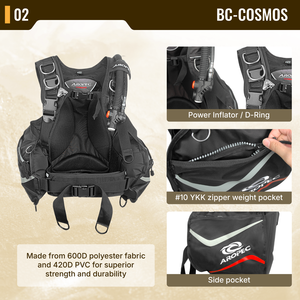 เสื้อชูชีพดำน้ำแบบ BCD สำหรับงานหนัก ผลิตตามแบบ OEM ODM พร้อมโลโก้สั่งทำพิเศษ ทำจากไนลอนทนทาน เหมาะสำหรับศูนย์ดำน้ำและโรงเรียนสอนดำน้ำ - Product Image 3