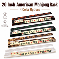Support de Mahjong Américain de Luxe Moderne en Acrylique de 20 Pouces avec Barre de Poussée à Bord Droit et Porte-Pièces Effet Écaille de Tortue pour 4 Joueurs