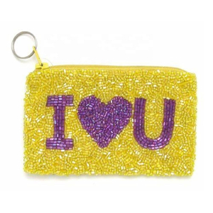 Hot Selling Beaded Coin Purse Hand Embroidery Letter Eco-Friendly Pouch Hold Coin Card Case <b>Makeup</b> Pouch Women Gifted Pouch - Product Image 1