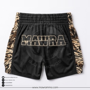 กางเกงมวยไทยชาย MAWRA ลายเสือดาว สีดำ แห้งเร็ว สปอร์ต เอวยางยืด พิมพ์ลายแบบ Sublimation สำหรับผู้ชาย - Product Image 4