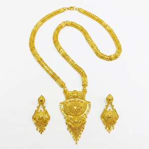 Conjunto de Joyería Nupcial Africana de Lujo, Chapado en Oro Rosa de 24K, Collar Largo con Colgante y Aretes, Joyería de Boda Nigeriana para Mujer - Product Image 2
