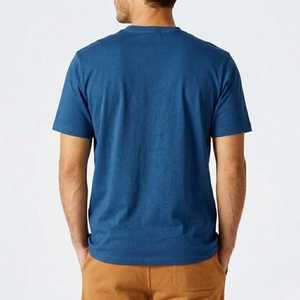 T-shirt homme bleu uni 2026 en coton premium, col rond, manches courtes, décontracté, confortable, respirant, tissu doux, coupe ajustée - Product Image 2