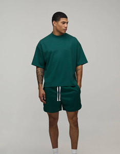 Wholesale Men Summer Shirt and Shorts <b>Set</b> Casual 2 Piece Matching Outfit Oversized Drop Shoulder T-Shirt Shorts <b>Set</b> Custom Logo - Product Image 1