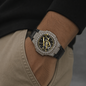 Montre carrée de luxe Briva en acier inoxydable avec verre en cristal, index des heures argentés, lunette scintillante, bracelet en caoutchouc, mouvement à quartz - Product Image 2