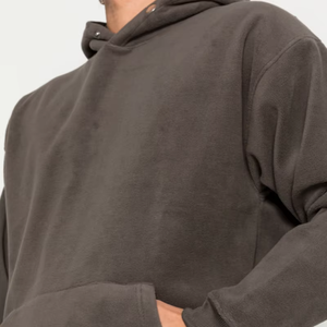 Sweat à capuche décontracté en molleton de coton tricoté de haute qualité, uni, doux, avec logo personnalisé, boutonné et sublimé - Product Image 2