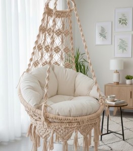 Handmade Macrame Hanging Chair – Boho Swing for Indoor/Outdoor Use - Product Image 2