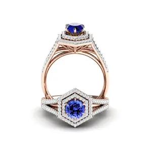 925 Sterling Silver Classy Phòng Thí Nghiệm Màu Xanh Tanzanite Cổ Điển Hứa Hẹn Đá Vòng Bán Quý Đá Quý Trang Sức Tại Giá Bán Buôn