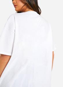 เสื้อยืดเด็กผู้หญิงสไตล์เรียบง่าย MOQ ต่ำ ผ้าฝ้าย 300GSM คอกลม ปักลาย สกรีนลาย ทรงหลวม สีขาวล้วน - Product Image 2