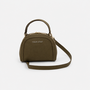 Sac bandoulière pour femme en cuir de tomate bio avec logo personnalisé, poignée supérieure, fermeture éclair, forme coquille, intérieur - Product Image 4