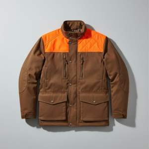 Veste imperméable à capuche de haute qualité pour homme, camouflage vert contrastant orange, pour la chasse, la randonnée en forêt. - Product Image 6