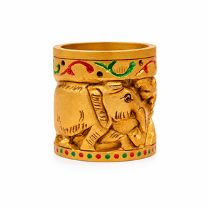 Handcrafted Wooden <b>Elephant</b> Candle Stand | Traditional Hand-Painted Thanksgiving Home <b>Decor</b> From Rajasthan - Product Image 3