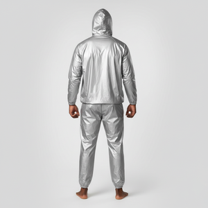 Traje de Sauna para Hombre, Moldea el Cuerpo, Quema Grasa, Entrenamiento Muscular, Traje Deportivo Transpirable Plateado para Deportes y Fitness - Product Image 2