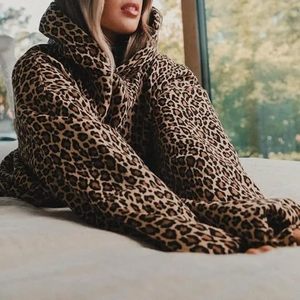 Custom <b>Leopard</b> <b>Print</b> Hoodies Men Oversized Applique Lettering Heavyweight Fleece Pullover Streetwear OEM Cheetah <b>Sweatshirt</b> - Product Image 6