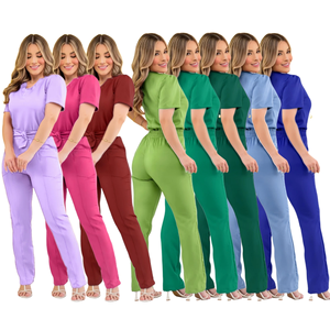 Uniformes Médicos Casuales para Hospital, Uniformes de Enfermería de Manga Corta con Bordado de Lazo de Mariposa para Mujer, Uniformes de SPA - Product Image 1